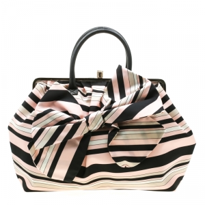 RED Valentino Multicolor Striped Bow Fabric Frame Satchel