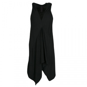 Rick Owens Anthem Black V Neck Sleeveless Asymmetric Tunic S