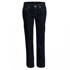 Pre Owned Roberto Cavalli Indigo Dark Wash Lurex Detail Denim Jeans M