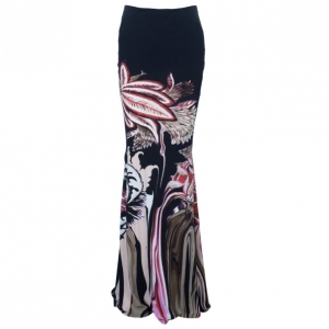 Pre Owned Roberto Cavalli Floral Printed Silk Maxi Skirt S