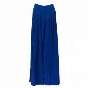 Pre Owned Roberto Cavalli Blue Wide-Leg Silk Trousers M