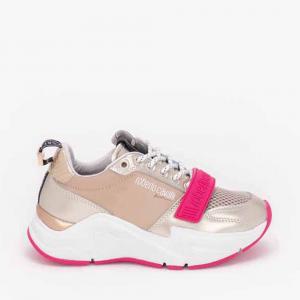 Roberto Cavalli Gold Leather/Textile Hanson Mix Sneakers Size EU 37