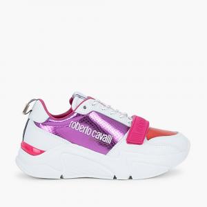 Roberto Cavalli Multicolor Leather/Textile Hanson Sport Mix Sneakers Size EU 38