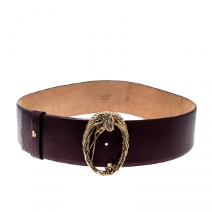 Roberto Cavalli Purple Leather Braided Serpent Buckle Belt 85CM