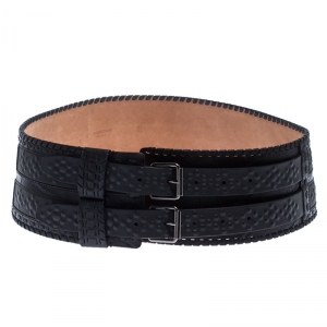 Roberto Cavalli Black Leather Waist Belt Size 85cm