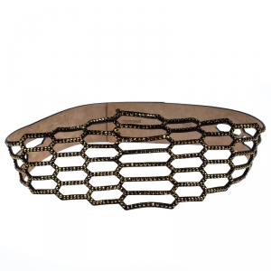 Roberto Cavalli Black Laser Cut Embellished Suede Waist Belt 80CM