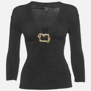 مملوكة مسبقًا Roberto Cavalli Black Knit Long Sleeve Top S