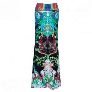 Pre Owned Roberto Cavalli Multicolor Silk Printed Maxi Skirt S