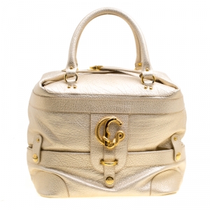 Roberto Cavalli Metallic Light  Gold Leather Tote