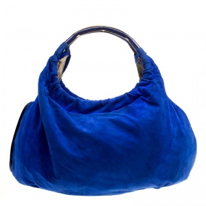 مملوكة مسبقًا Roberto Cavalli Blue Suede Hobo