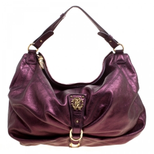 مملوكة مسبقًا Roberto Cavalli Purple Leather Hobo
