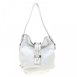 Pre Owned Roberto Cavalli White Leather Hobo