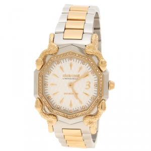 Roberto Cavalli Silver Cream Gold Plated Stainless Steel Diamonds by Frank Muller Women's Wristwatch 36 mm