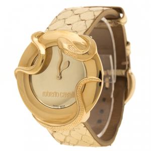 Roberto Cavalli Gold-Plated Stainless Steel Snake Women's Wristwatch 37 mm