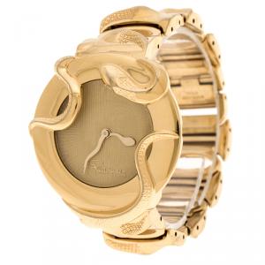 Roberto Cavalli Cream Gold-Plated Stainless Steel Snake SWL006-07451 Women's Wristwatch 37 mm