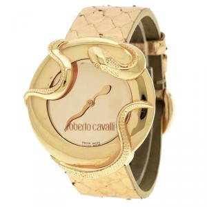 Roberto Cavalli Rose Gold-Plated Stainless Steel Snake Women's Wristwatch 37 mm