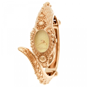 Roberto Cavalli Gold Tone Eva Snake R7253126027 Bangle Women's Wristwatch 22 mm