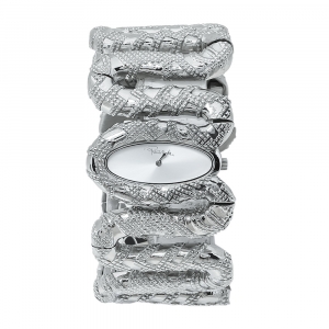 Pre Owned Roberto Cavalli Silver Stainless Steel Cleopatra R7253195515 Women's Wristwatch 40 mm