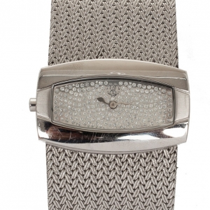 Roberto Cavalli Pave Ellisse Silver Plated Womens Bracelet Wristwatch 40 MM