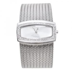 Pre Owned Roberto Cavalli Silver Stainless Steel Diamond Ellisse R72533114515 Women's Wristwatch 40 mm
