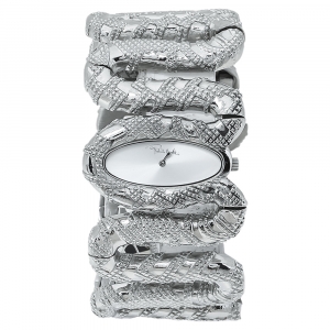 Pre Owned Roberto Cavalli Silver Stainless Steel Cleopatra R7253195515 Women's Wristwatch 40 MM