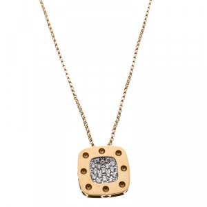 Roberto Coin Pois Moi Diamond 18k Yellow Gold Square Pendant Necklace 