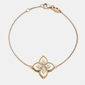 Roberto Coin Princess Flower Diamond 18k Rose Gold  Bracelet