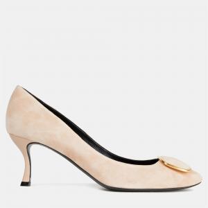 Roger Vivier Suede Buckle Detail Mid Heel Pumps 41