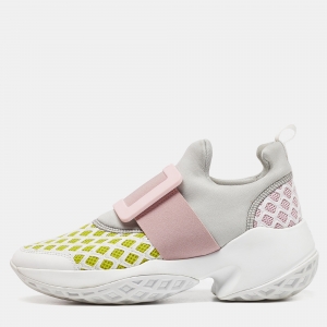 Roger Vivier Multicolor Fabric and Leather Sneaky Viv Slip On Sneakers Size 39