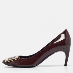 Roger Vivier Burgundy Patent Leather Belle Vivier Trompette Pumps Size 38.5