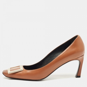 Roger Vivier Brown Leather Trompette Pumps Size 37.5