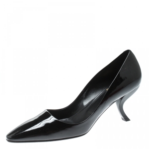 Roger Vivier Black Patent Leather Curved Heel Pumps Size 36.5