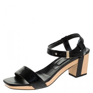 Roger Vivier Black Leather Ankle Strap Sandals Size 37.5