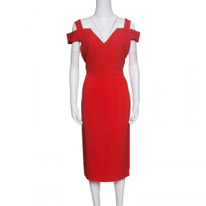 Pre Owned Limited Edition by Roland Mouret Bright Red Erskin Cocktail Dress L