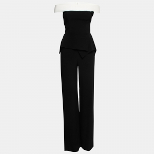 Pre Owned Roland Mouret Black Crepe Off-Shoulder Danielson Jumpsuit S