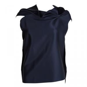Roland Mouret Navy Blue Double-Faced Satin Eugene Top M