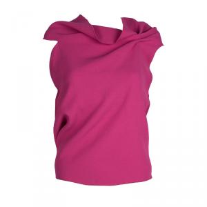 Roland Mouret Pink Wool Asymmetric Draped Eugene Top S