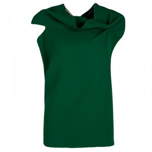 Roland Mouret Green Wool Asymmetric Draped Eugene Top M