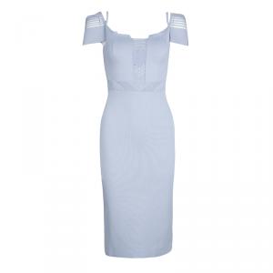 Roland Mouret Pastel Blue Knit Cold Shoulder Cutout Detail Bodycon Dress S