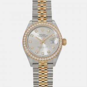 Rolex Silver 18k Yellow Gold Stainless Steel Datejust 279383RBR Automatic Women's Wristwatch 28 mm