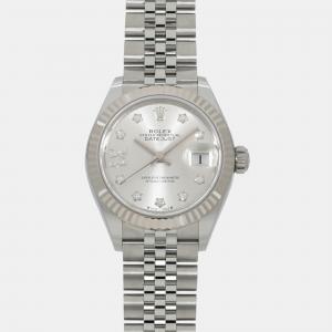 Rolex Silver 18k White Gold Stainless Steel Diamond Datejust 279174 Automatic Women's Wristwatch 28 mm