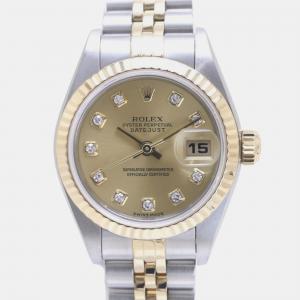 Rolex Champagne Diamond 18k Yellow Gold Stainless Steel Datejust 79173 Automatic Women's Wristwatch 26 mm