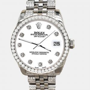 Rolex datejust midsize 31mm 3.30ct diamond bezel bracelet white diamond dial steel Wristwatch 178240