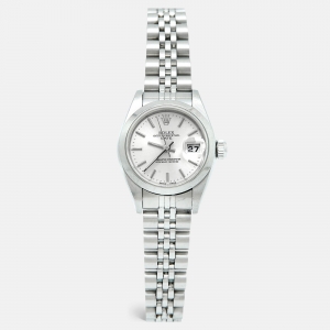 مملوكة مسبقًا Rolex Oyster Perpetual Date 79160 Silver Dial Stainless Steel Women's Wristwatch 26 mm