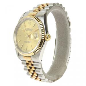 Pre Owned Rolex Champagne 18K Yellow Gold & Stainless Steel Datejust Women's Wristwatch 35MM
