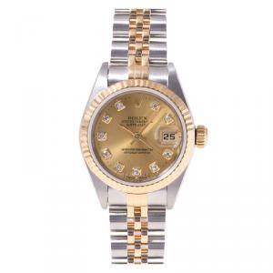 Pre Owned Rolex Champagne 18K Yellow Gold & Stainless Steel Datejust Women's Wristwatch 26MM