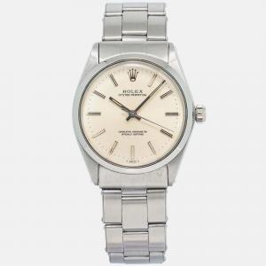 Rolex Oyster Perpetual 1002 Automatic Cream Stainless Steel Women's Wristwatch 34mm