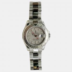 Pre Owned Rolex Yacht-Master 169622 Automatic Platinum Dial Stainless Steel Platinum Women's Wristwatch 29mm