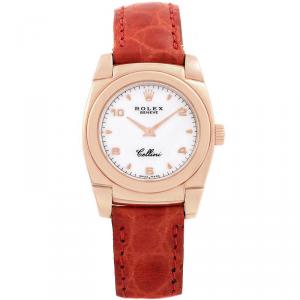 Rolex White 18K Rose Gold Cellini Cestello 5310 Women's Wristwatch 26MM