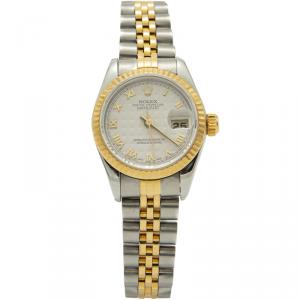 Pre Owned Rolex Ivory Pyramid Dial Steel & Yellow Gold Datejust Women'S Watch 26MM